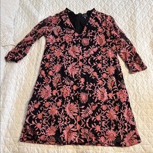 Adrianna Papell Black Dress with Pink Floral Embroidery